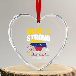Venezuela Strong Support and Solidarity Heart Crystal Glass Ornament Patriotic Venezuelan Flag Country Map