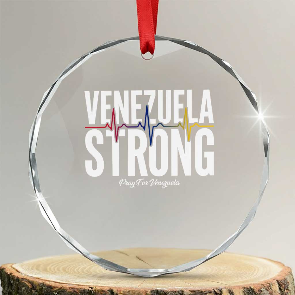 Venezuela Strong Venezuelan Heartbeat Crystal Glass Ornament Solidarity Resilience Hope and Prayer TS02 Transparent Glass 3'' Circle Print Your Wear