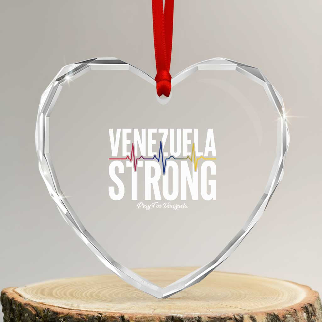 Venezuela Strong Venezuelan Heartbeat Heart Crystal Glass Ornament Solidarity Resilience Hope and Prayer TS02 Transparent Glass 3'' Heart Print Your Wear