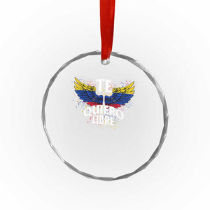 Venezuelan Pride Crystal Glass Ornament Te Quiero Libre Venezuela Flag Wings TS11 Print Your Wear