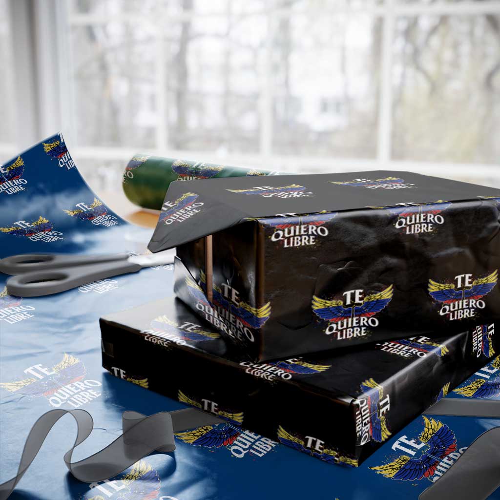 Venezuelan Pride Wrapping Paper Roll Te Quiero Libre Venezuela Flag Wings TS11 Black Print Your Wear