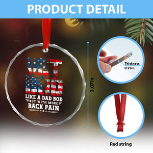 Vet Bod Crystal Glass Ornament Funny Military Veteran Dad Bod American Flag TS10 Print Your Wear