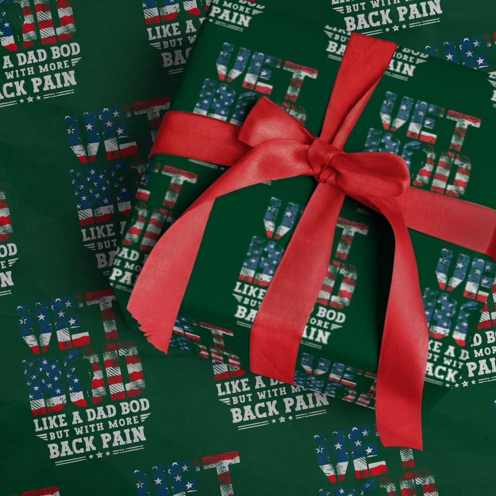 Vet Bod Wrapping Paper Roll Funny Military Veteran Dad Bod American Flag TS10 Green Print Your Wear