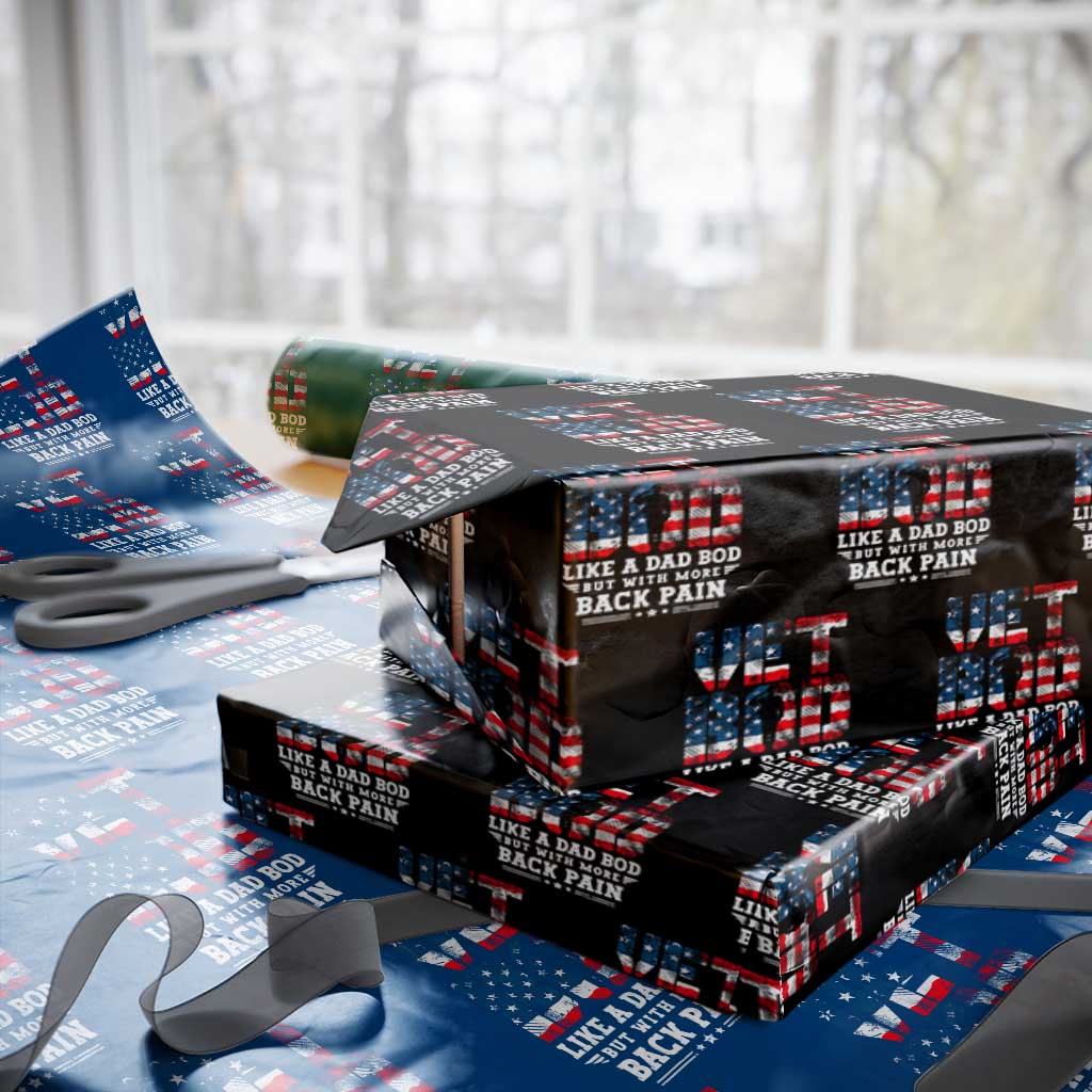 Vet Bod Wrapping Paper Roll Funny Military Veteran Dad Bod American Flag TS10 Black Print Your Wear