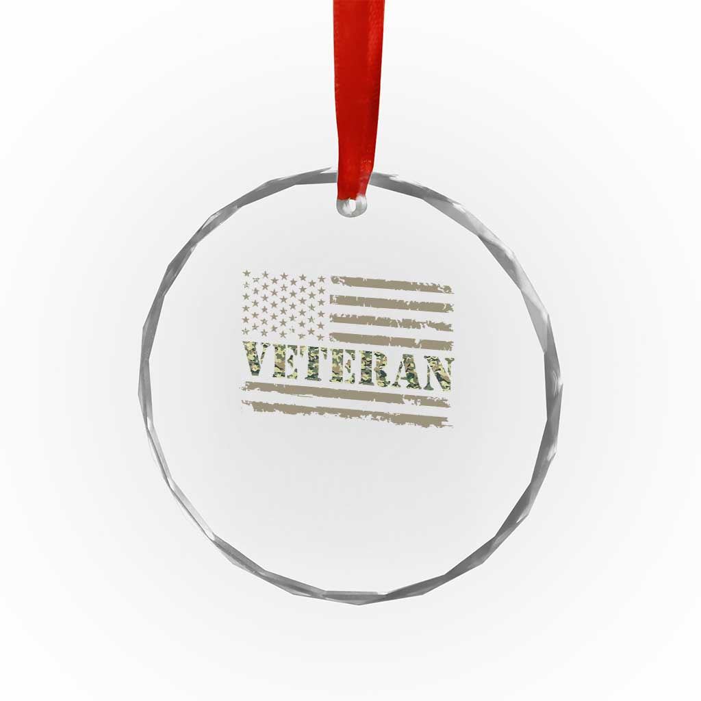 Veteran Crystal Glass Ornament Retro Patriotic Army Camouflage US Flag TS10 Print Your Wear