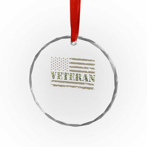 Veteran Crystal Glass Ornament Retro Patriotic Army Camouflage US Flag TS10 Print Your Wear