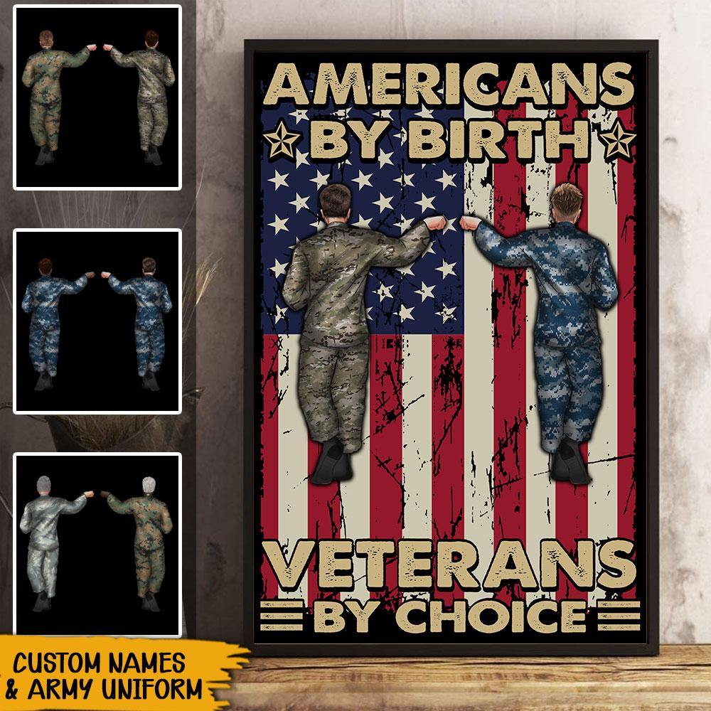 Personalized Veteran Poster American By Birth Veteran By Choice CTM Canvas Custom - Printyourwear