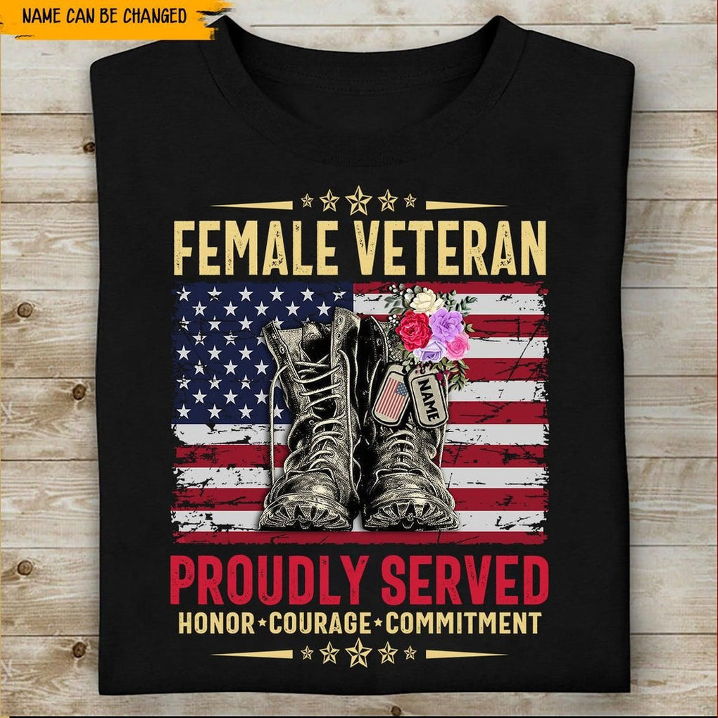 Personalized Veteran T Shirt Female Veteran Proudly Served CTM Youth Custom - Printyourwear