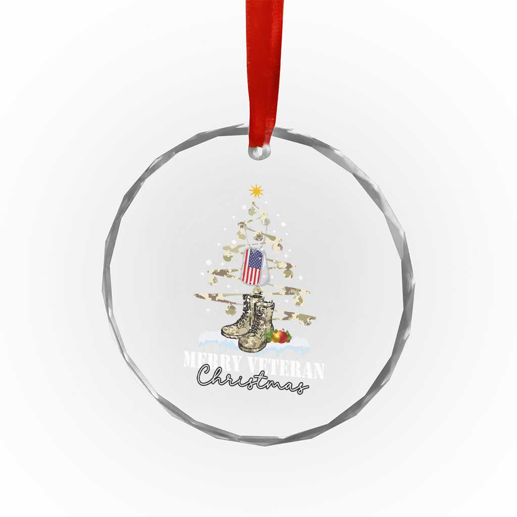 Veteran Day Xmas Crystal Glass Ornament Merry Veteran Christmas Fir Tree Dog Tag Combat Shoes TS11 Print Your Wear