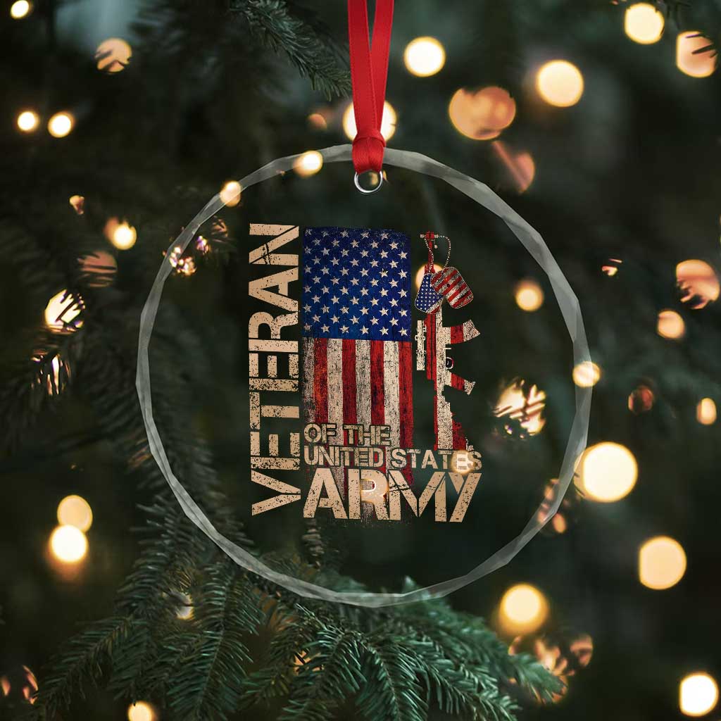 Veteran Of The United States Crystal Glass Ornament Army US Flag Veteran Patriotic TS10 Print Your Wear