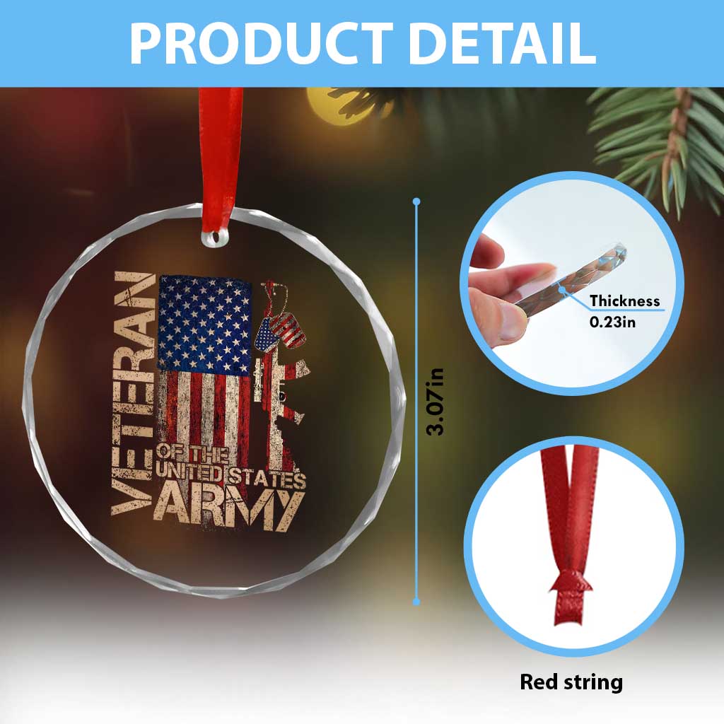 Veteran Of The United States Crystal Glass Ornament Army US Flag Veteran Patriotic TS10 Print Your Wear