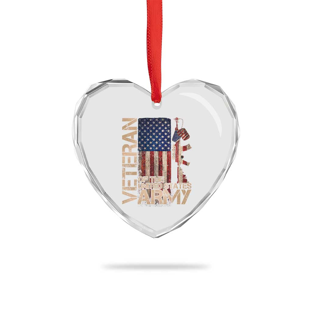 Veteran Of The United States Heart Crystal Glass Ornament Army US Flag Veteran Patriotic TS10 Print Your Wear
