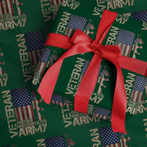 Veteran Of The United States Wrapping Paper Roll Army US Flag Veteran Patriotic TS10 Green Print Your Wear