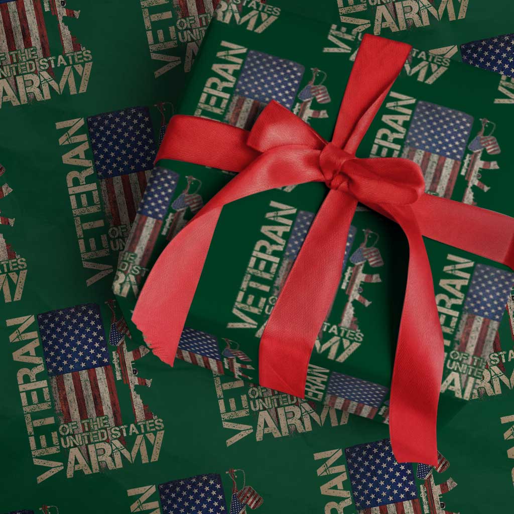 Veteran Of The United States Wrapping Paper Roll Army US Flag Veteran Patriotic TS10 Green Print Your Wear