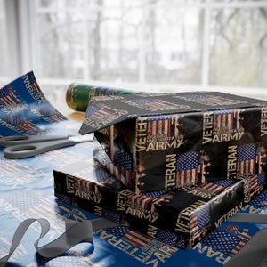 Veteran Of The United States Wrapping Paper Roll Army US Flag Veteran Patriotic TS10 Black Print Your Wear