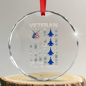 Veteran Of The US Air Force Crystal Glass Ornament Vintage Camo USA Flag Veterans TS10 Transparent Glass 3'' Circle Print Your Wear