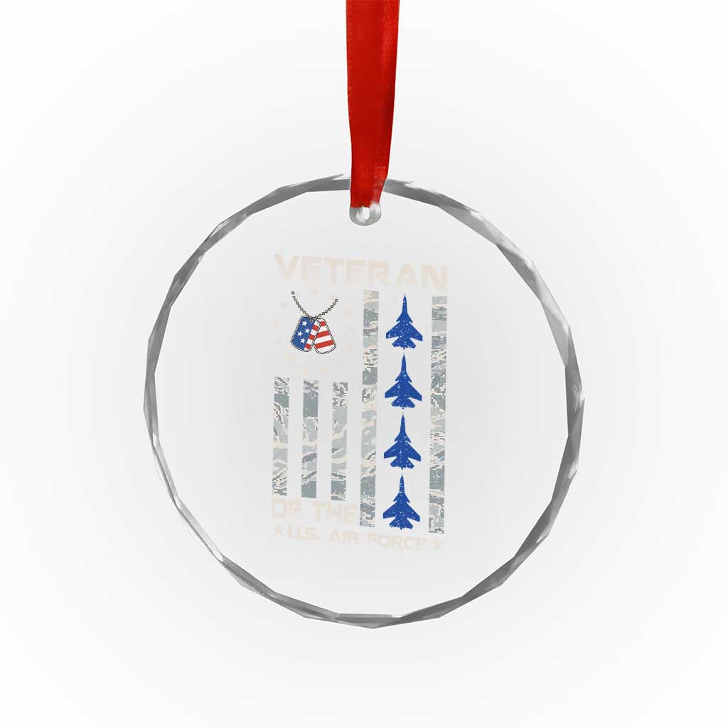 Veteran Of The US Air Force Crystal Glass Ornament Vintage Camo USA Flag Veterans TS10 Print Your Wear