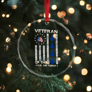 Veteran Of The US Air Force Crystal Glass Ornament Vintage Camo USA Flag Veterans TS10 Print Your Wear