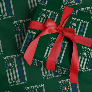Veteran Of The US Air Force Wrapping Paper Roll Vintage Camo USA Flag Veterans TS10 Green Print Your Wear