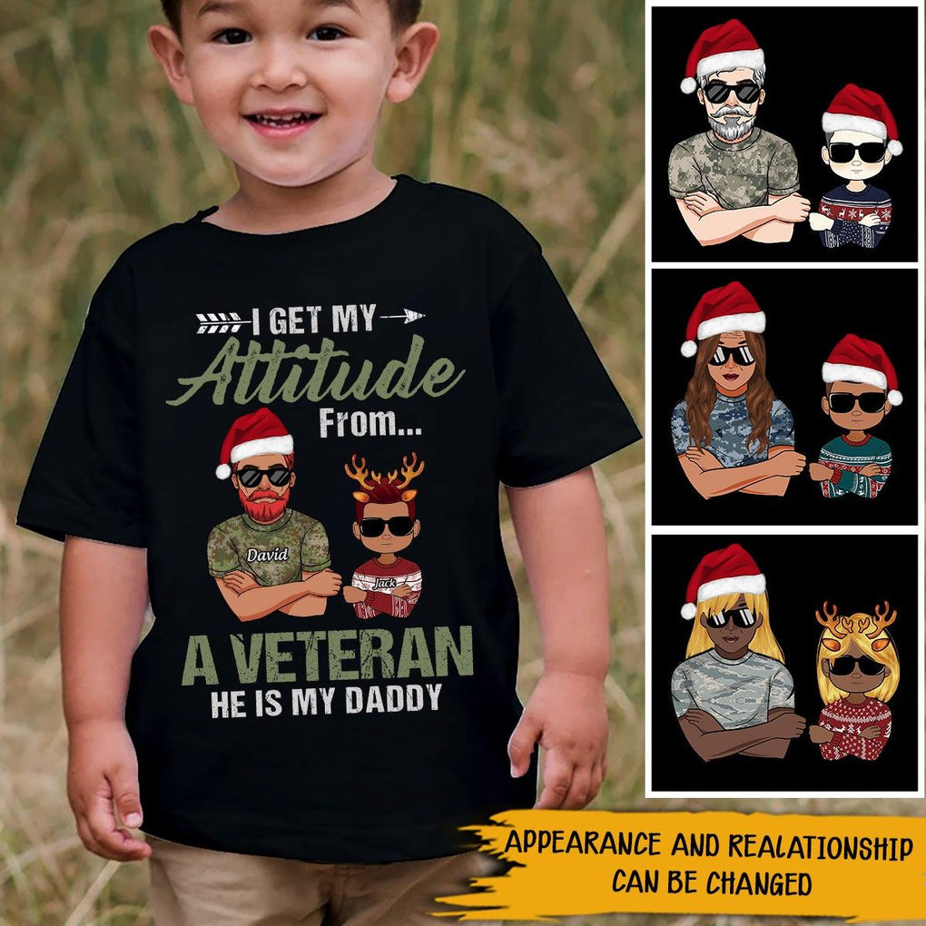Personalized Veterans Daughter T Shirt I Get My Attitude From A Veteran CTM Youth Custom - Printyourwear