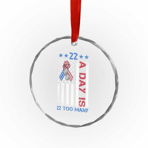 Veteran Suicide Awareness Crystal Glass Ornament 22 A Day Is 22 Too Many American Flag TS11 Print Your Wear