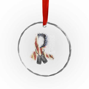 Veteran Suicide Awareness Crystal Glass Ornament 22 A Day Is 22 Too Many American Flag Ribbon TS02 Print Your Wear