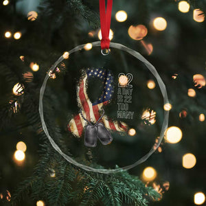Veteran Suicide Awareness Crystal Glass Ornament 22 A Day Is 22 Too Many American Flag Ribbon TS02 Print Your Wear