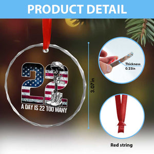Veteran Suicide Awareness Crystal Glass Ornament 22 A Day is 22 Too Many Veteran Lives Matter TS02 Print Your Wear