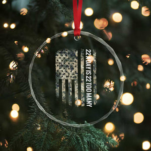Veteran Suicide Awareness Crystal Glass Ornament USA Flag 22 A Day Is 22 Too Many TS02 Print Your Wear