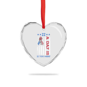 Veteran Suicide Awareness Heart Crystal Glass Ornament 22 A Day Is 22 Too Many American Flag TS11 Print Your Wear