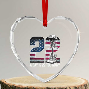 Veteran Suicide Awareness Heart Crystal Glass Ornament 22 A Day is 22 Too Many Veteran Lives Matter TS02 Transparent Glass 3'' Heart Print Your Wear