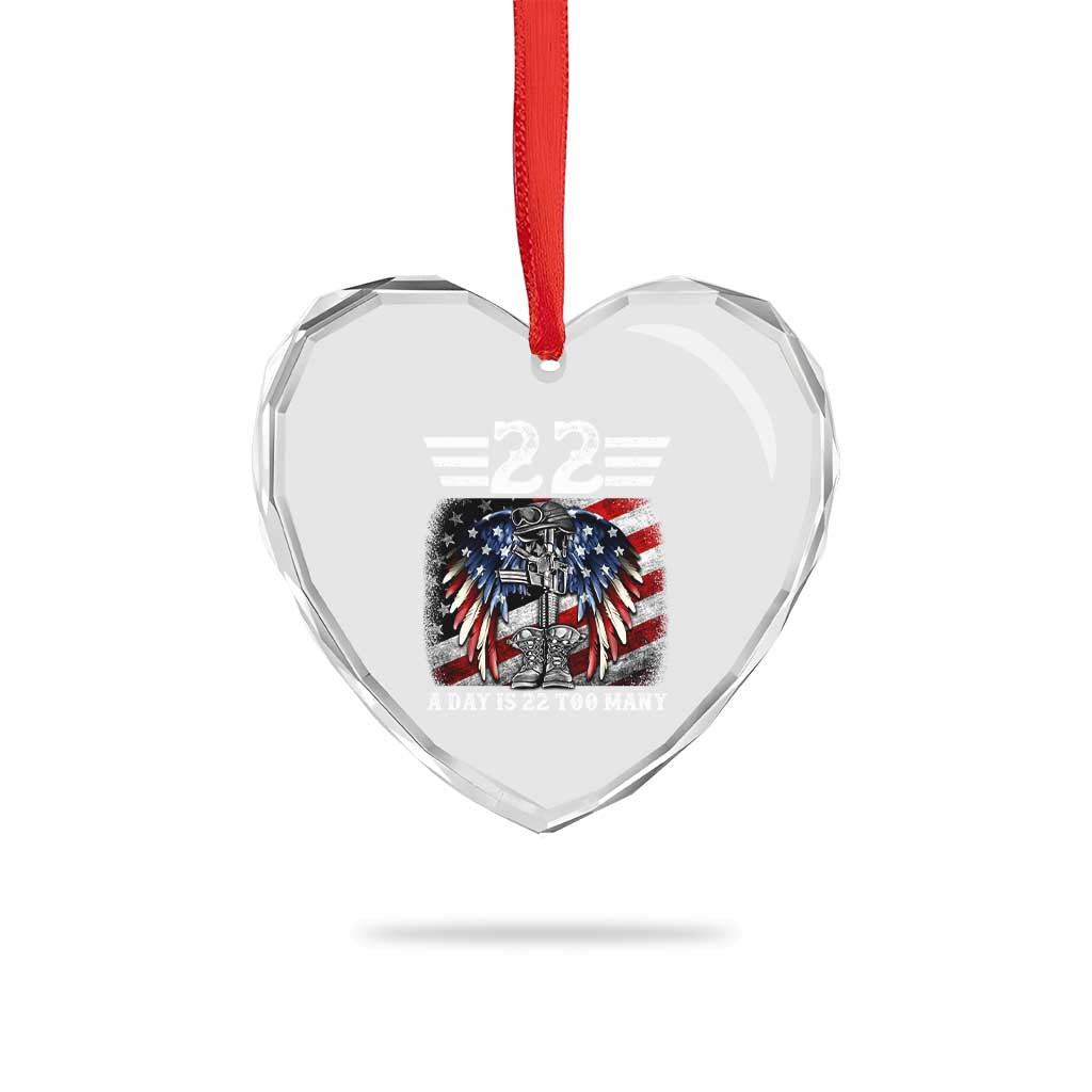 Veteran Suicide Awareness Heart Crystal Glass Ornament 22 A Day Is 22 Too Many Vintage American Flag TS11 Print Your Wear