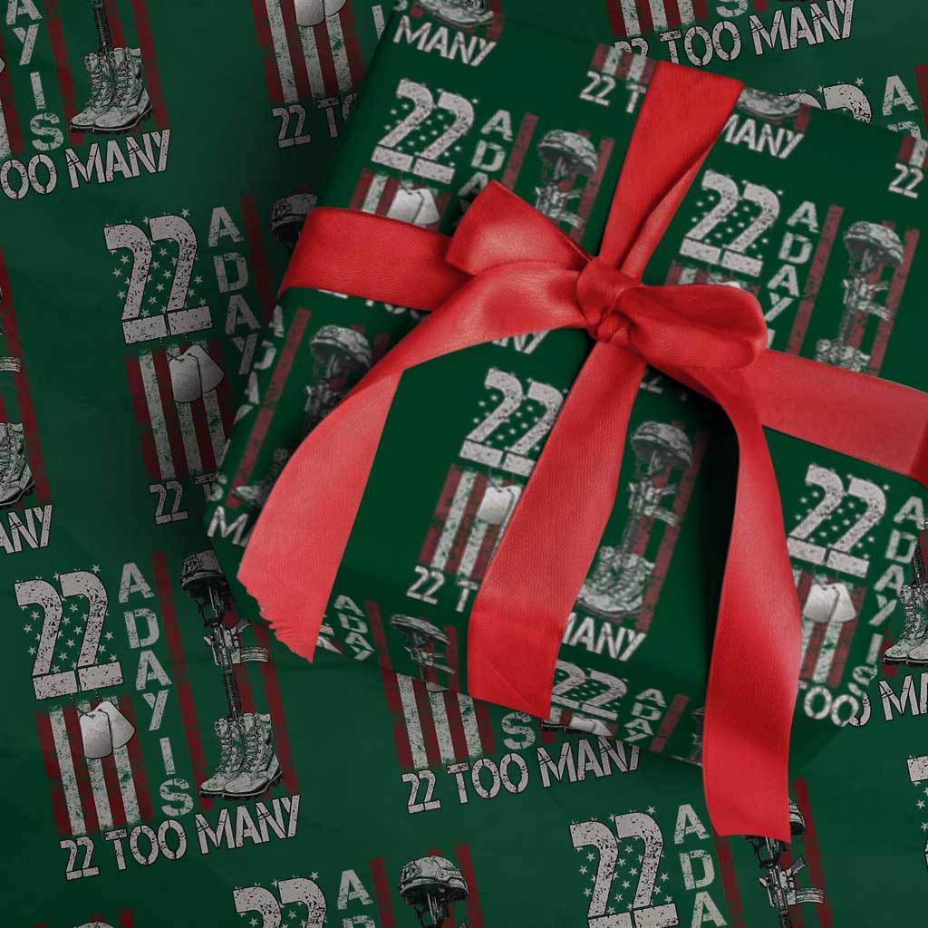 Veteran Suicide Awareness Wrapping Paper Roll 22 A Day Is 22 Too Many TS02 Green Print Your Wear