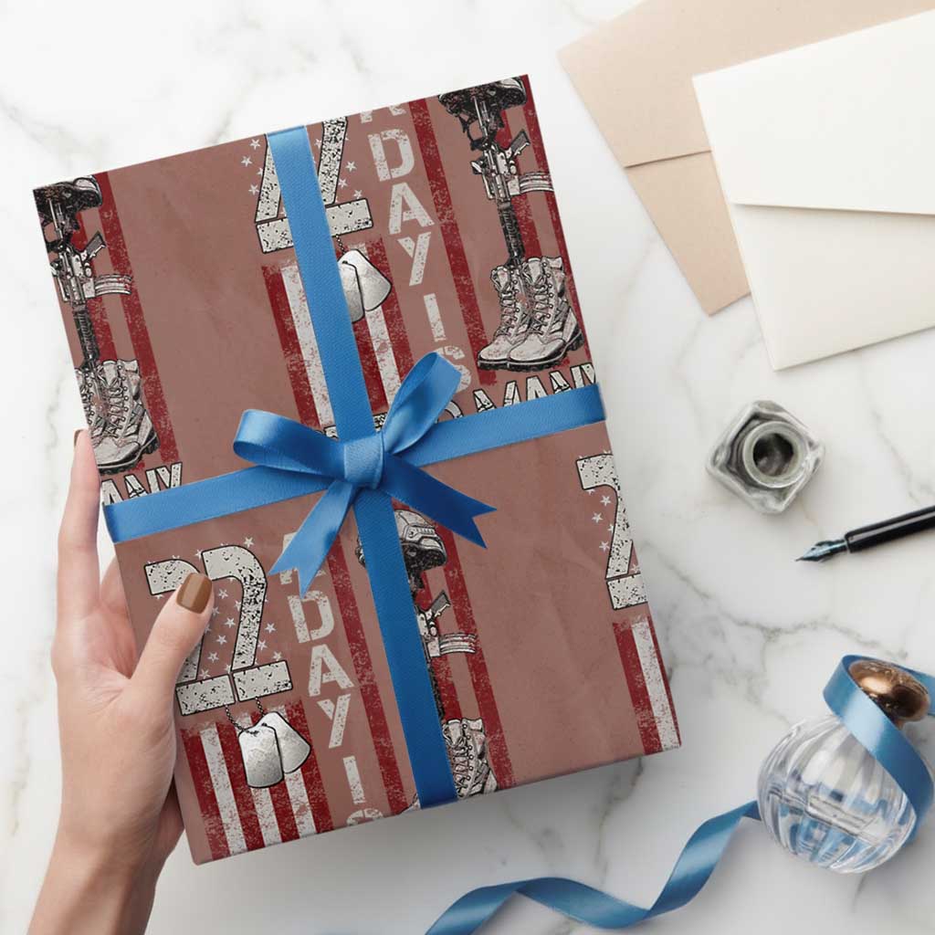 Veteran Suicide Awareness Wrapping Paper Roll 22 A Day Is 22 Too Many TS02 Mocha Print Your Wear