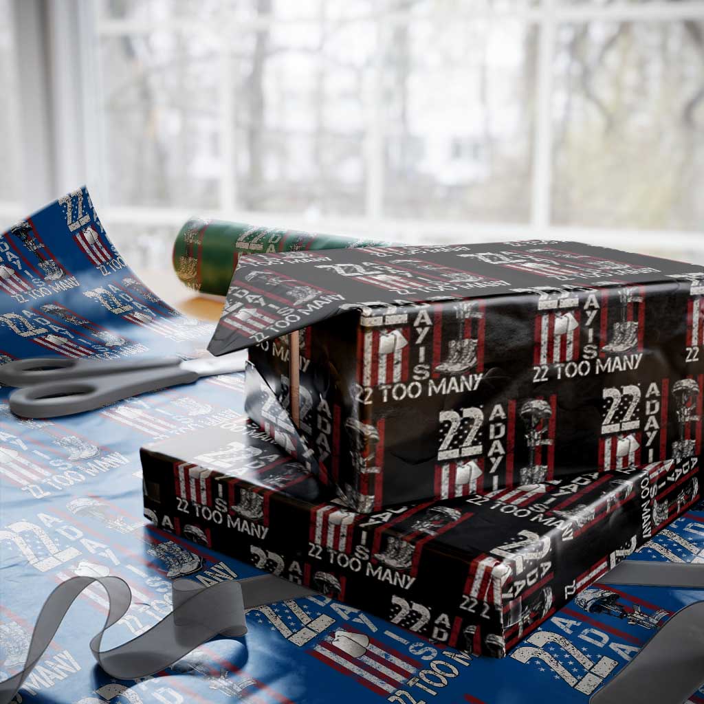 Veteran Suicide Awareness Wrapping Paper Roll 22 A Day Is 22 Too Many TS02 Black Print Your Wear