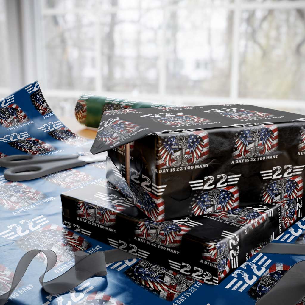 Veteran Suicide Awareness Wrapping Paper Roll 22 A Day Is 22 Too Many Vintage American Flag TS11 Black Print Your Wear
