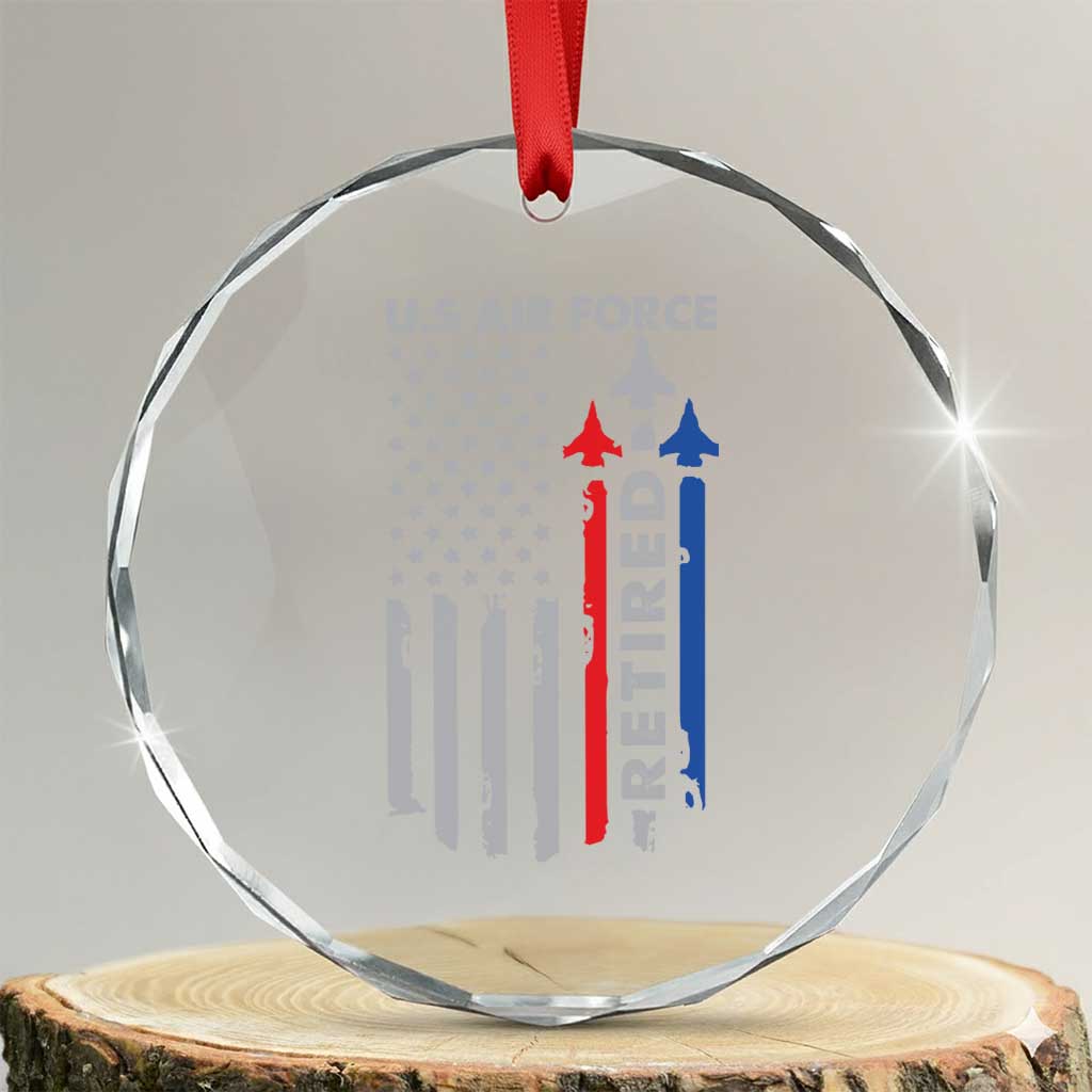 Veteran US Air Force Crystal Glass Ornament Vintage USA Flag Veterans TS10 Transparent Glass 3'' Circle Print Your Wear