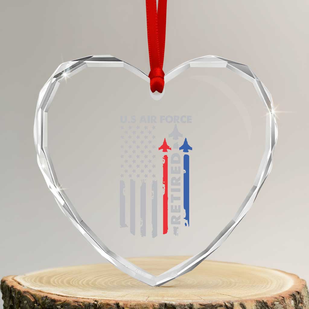 Veteran US Air Force Heart Crystal Glass Ornament Vintage USA Flag Veterans TS10 Transparent Glass 3'' Heart Print Your Wear