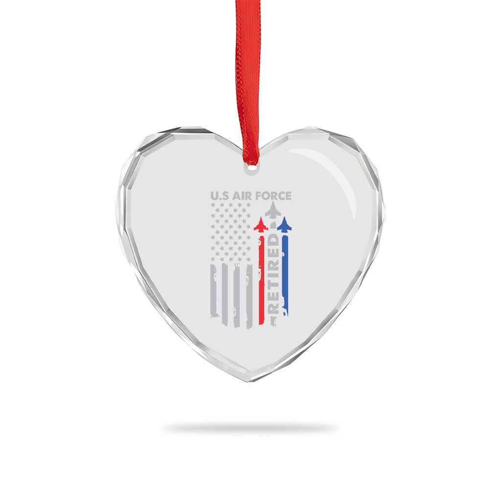 Veteran US Air Force Heart Crystal Glass Ornament Vintage USA Flag Veterans TS10 Print Your Wear