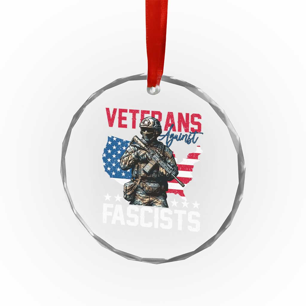 Veterans Against Fascists Crystal Glass Ornament Patriotic Soldier Vintage American Flag TS11 Print Your Wear