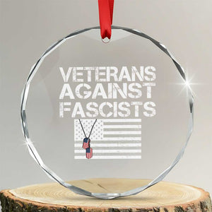 Veterans Against Fascists Crystal Glass Ornament Patriotic Soldier Vintage American Flag Dog Tag TS11 Transparent Glass 3'' Circle Print Your Wear