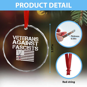 Veterans Against Fascists Crystal Glass Ornament Patriotic Soldier Vintage American Flag Dog Tag TS11 Print Your Wear