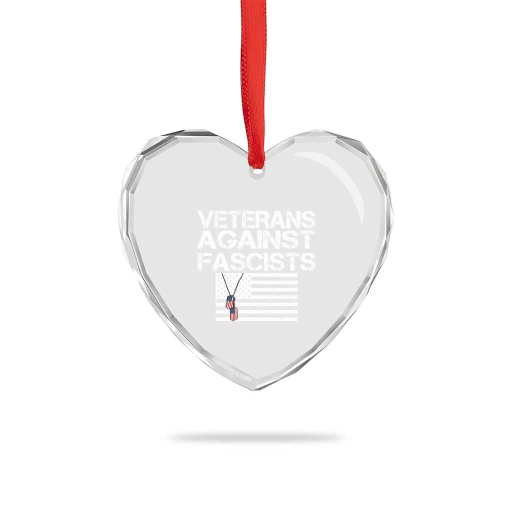 Veterans Against Fascists Heart Crystal Glass Ornament Patriotic Soldier Vintage American Flag Dog Tag TS11 Print Your Wear