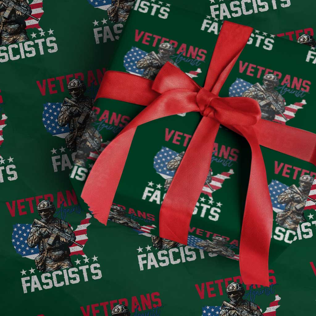 Veterans Against Fascists Wrapping Paper Roll Patriotic Soldier Vintage American Flag TS11 Green Print Your Wear