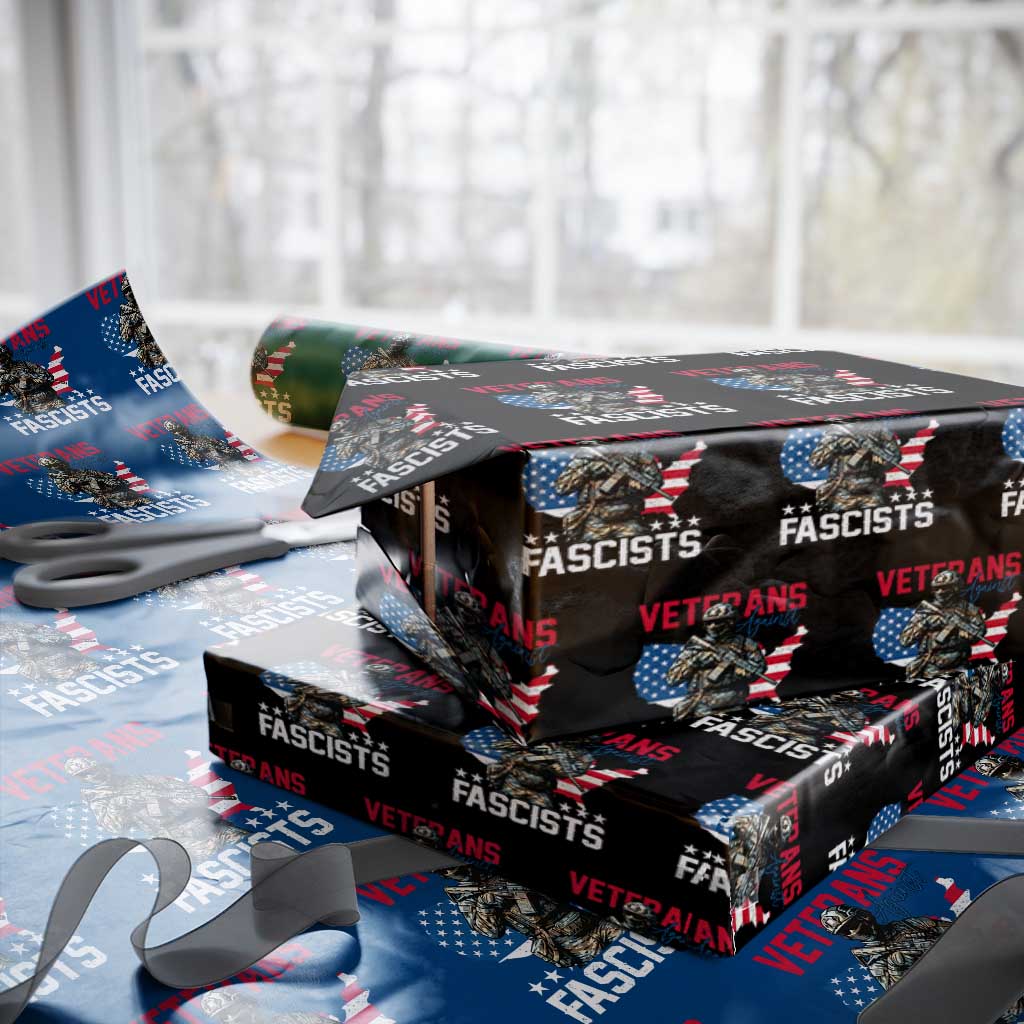 Veterans Against Fascists Wrapping Paper Roll Patriotic Soldier Vintage American Flag TS11 Black Print Your Wear