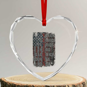 Veterans Valor Service Patriot Hero Sacrifice Courage Honor Heart Crystal Glass Ornament American Flag TS11 Transparent Glass 3'' Heart Print Your Wear
