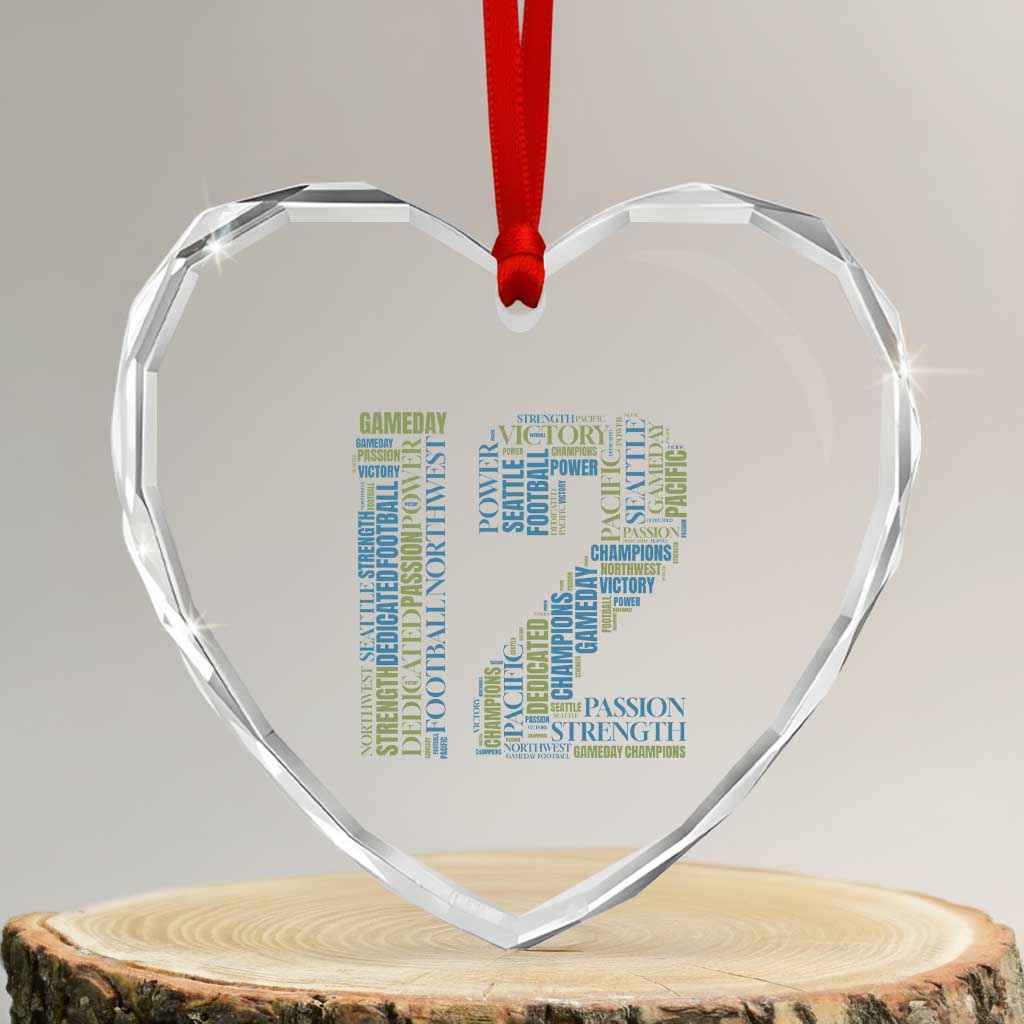 Victory And Strength Number 12 Typography Heart Crystal Glass Ornament Gift For Football Lovers TS12 Transparent Glass 3'' Heart Print Your Wear