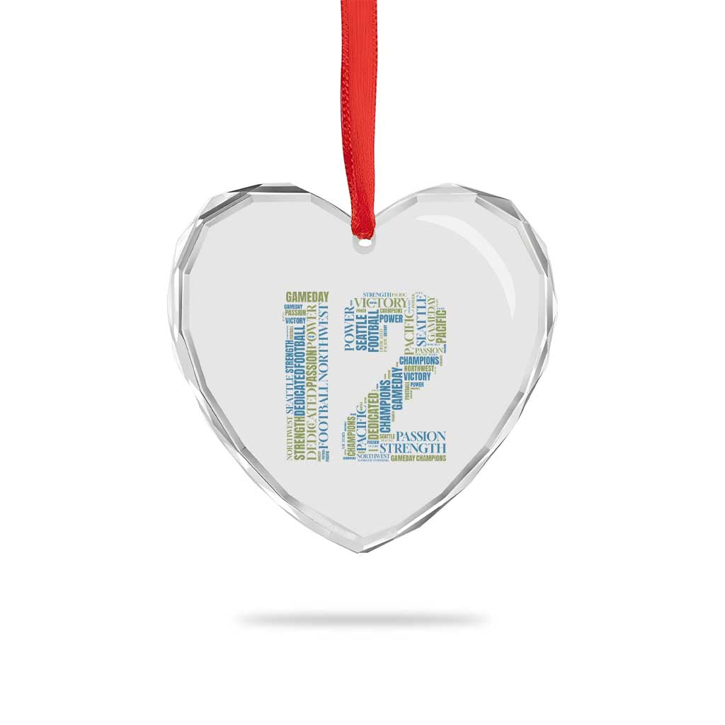 Victory And Strength Number 12 Typography Heart Crystal Glass Ornament Gift For Football Lovers