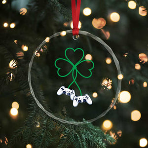 Video Game Lover St Patricks Day with Shamrock Controllers Crystal Glass Ornament TS11 Print Your Wear
