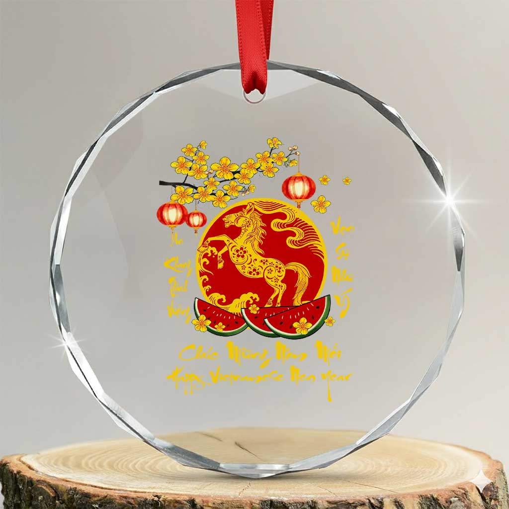 Vietnamese Lunar New Year 2026 Crystal Glass Ornament Chuc Mung Nam Moi Tet Holiday Horse Zodiac TS11 Transparent Glass 3'' Circle Print Your Wear